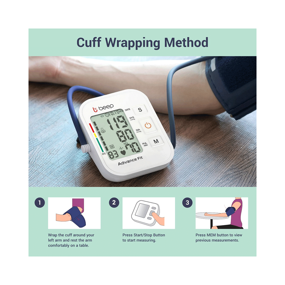 Beep Digital Blood Pressure Monitor- Advance Features with 3 Color Change and Backlit - Image 7