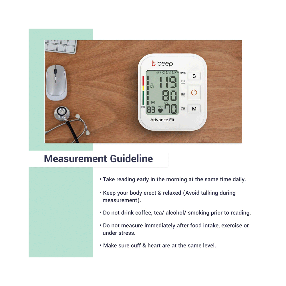 Beep Digital Blood Pressure Monitor- Advance Features with 3 Color Change and Backlit - Image 8