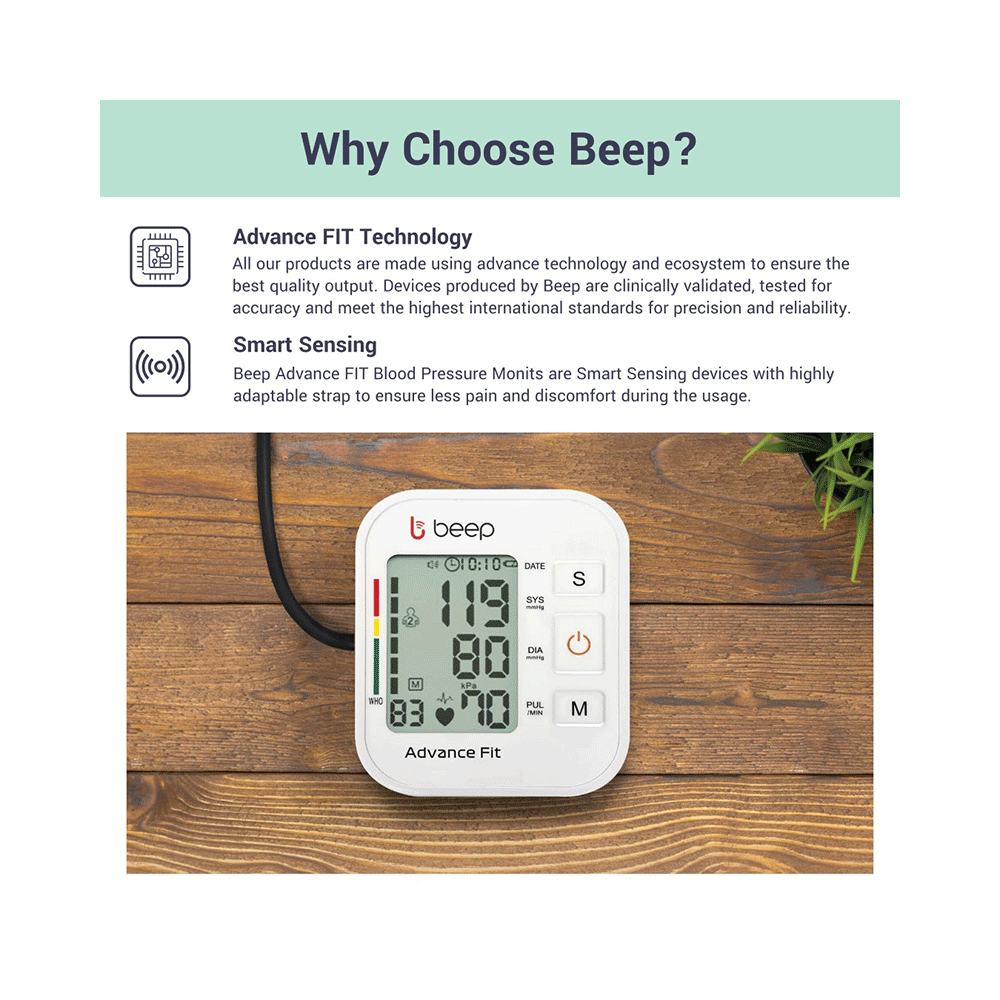 Beep Digital Blood Pressure Monitor- Advance Features with 3 Color Change and Backlit - Image 5