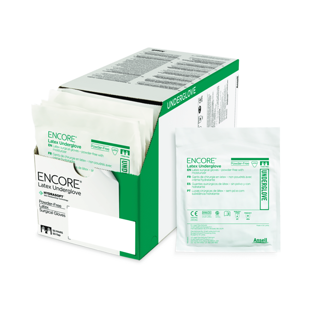Ansell Encore Latex Underglove Hydrasoft Powder Free Surgical Glove 7.5 Green - Image 5