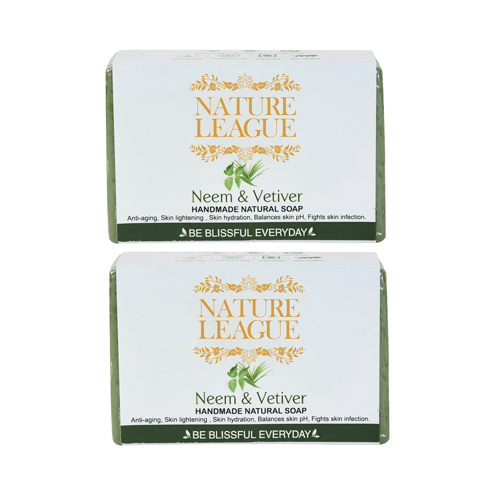Nature League Neem & Vetiver Handmade Natural Soap (100gm Each) - Image 1