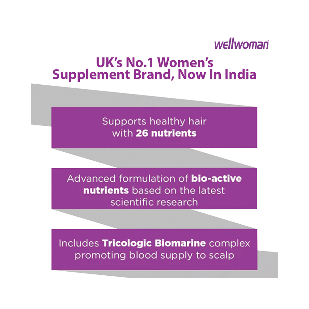 Wellwoman Hairfollic Tablet with Collagen, Zinc & Selenium | For Hair Health | Gluten-Free - Image 4