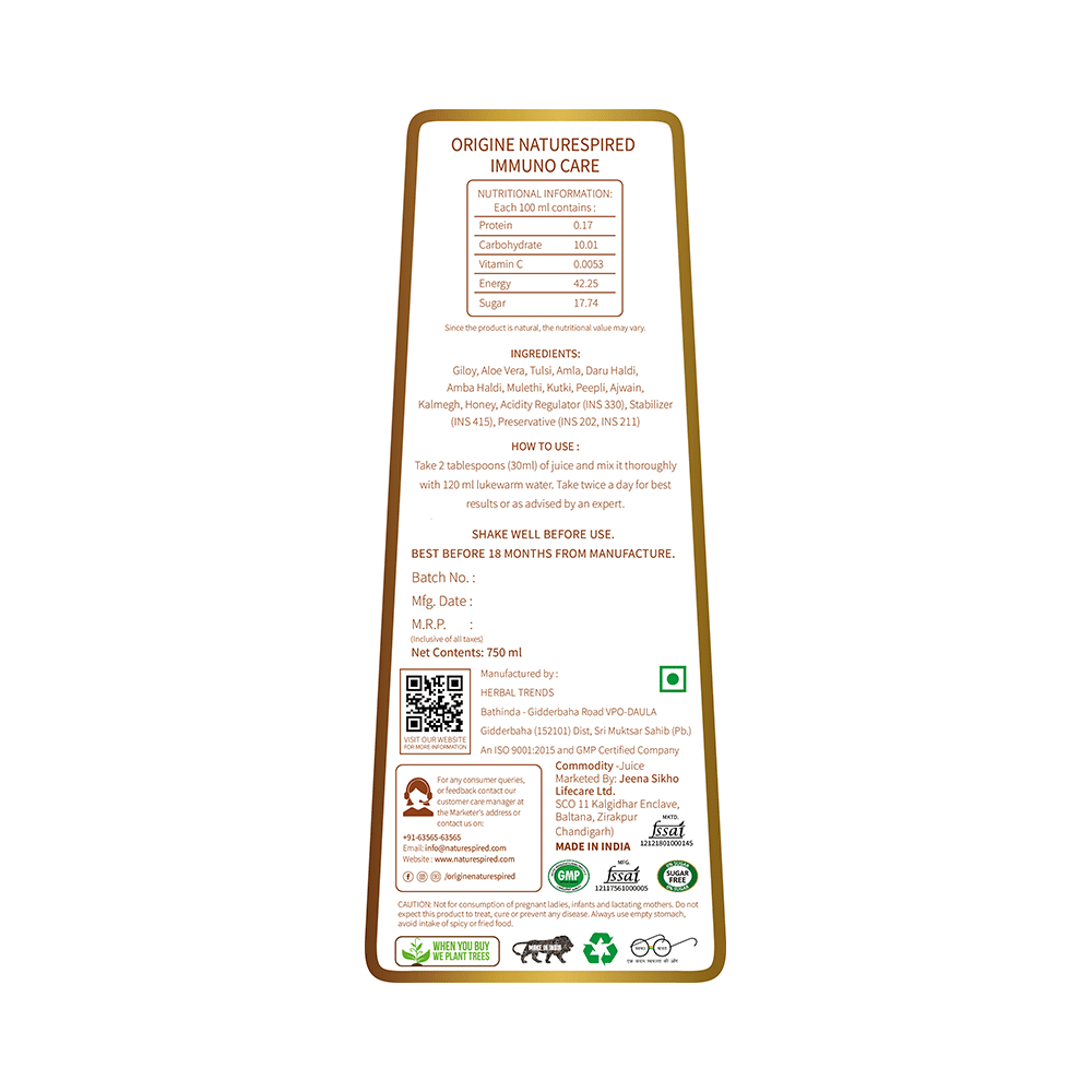 Combo Pack of Origine Naturespired Immuno Care 750ml, Body Lotion 200ml, Coconut Milk & Honey Soap 75gm & Moisturising Cream 50gm - Image 4