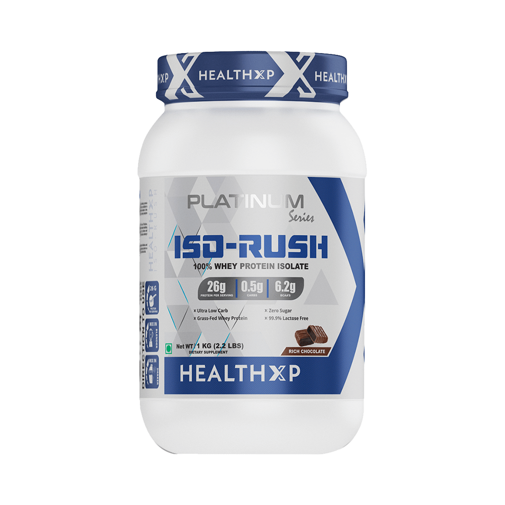 HealthXP Iso-Rush 100% Whey Protein Isolate Rich Chocolate - Image 1