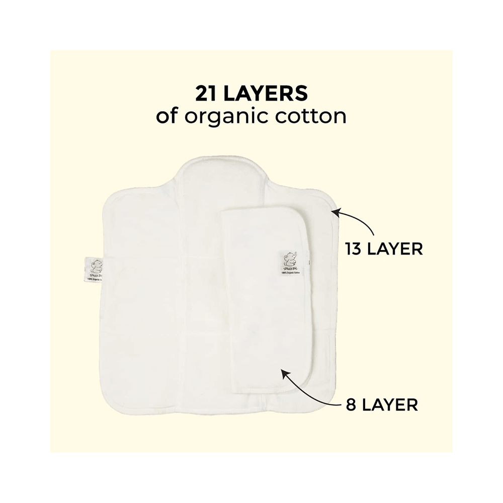 Snugkins New Age Cloth Diapers for Babies 0-2 Years, 1 Cloth Diaper, 1 Wet Free Organic Cotton Prefold Pad & 1 Booster Pad - Image 3