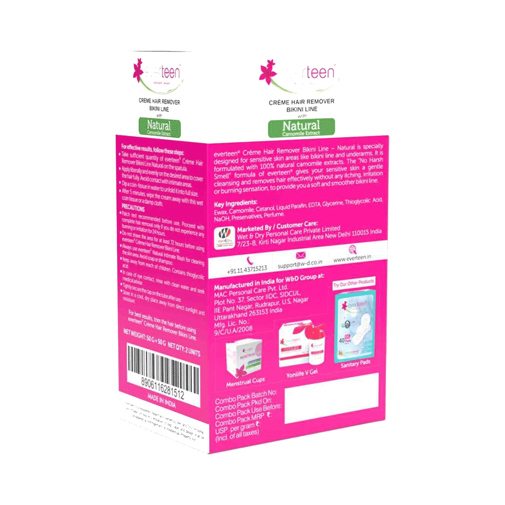 Everteen Bikini Line Hair Remover Cream Twin Pack (2X50gm Each) - Image 2