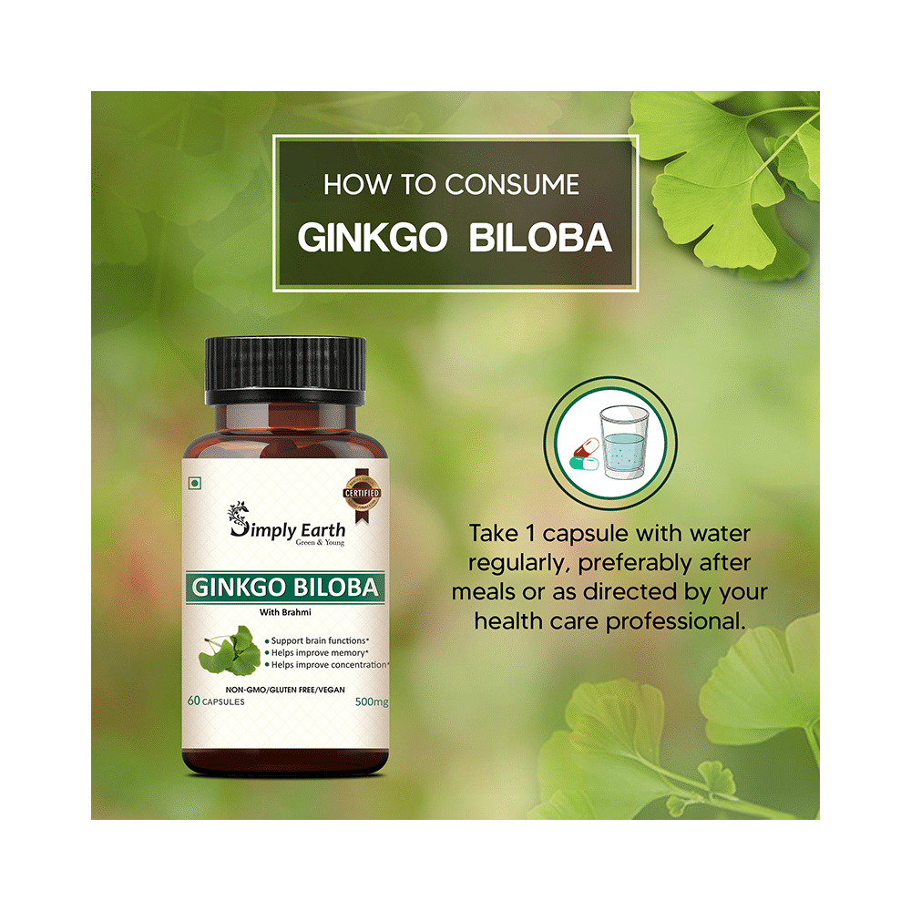 Simply Earth Ginkgo Biloba 500mg Capsule with Brahmi - Image 2