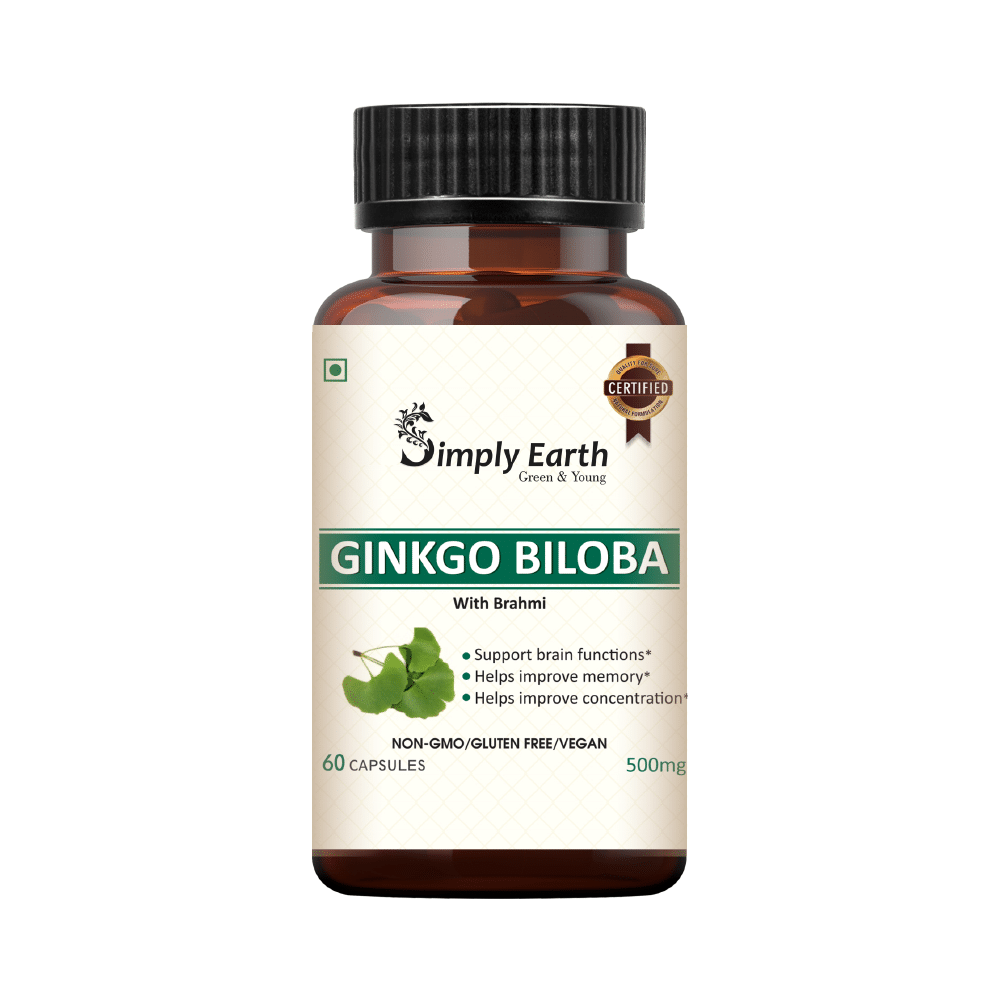 Simply Earth Ginkgo Biloba 500mg Capsule with Brahmi - Image 1