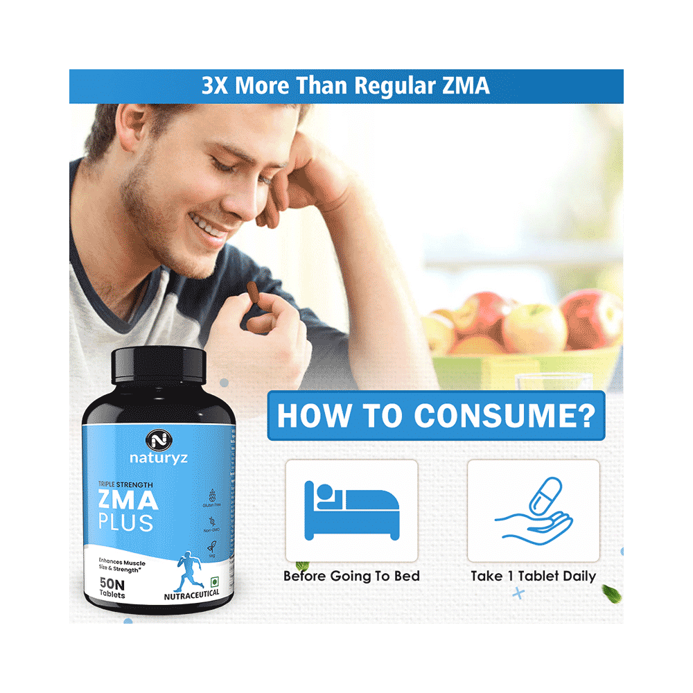 Naturyz Triple Strength ZMA Plus with Magnesium, Zinc, Tribulus, Vitamin B6 Tablet - Image 5