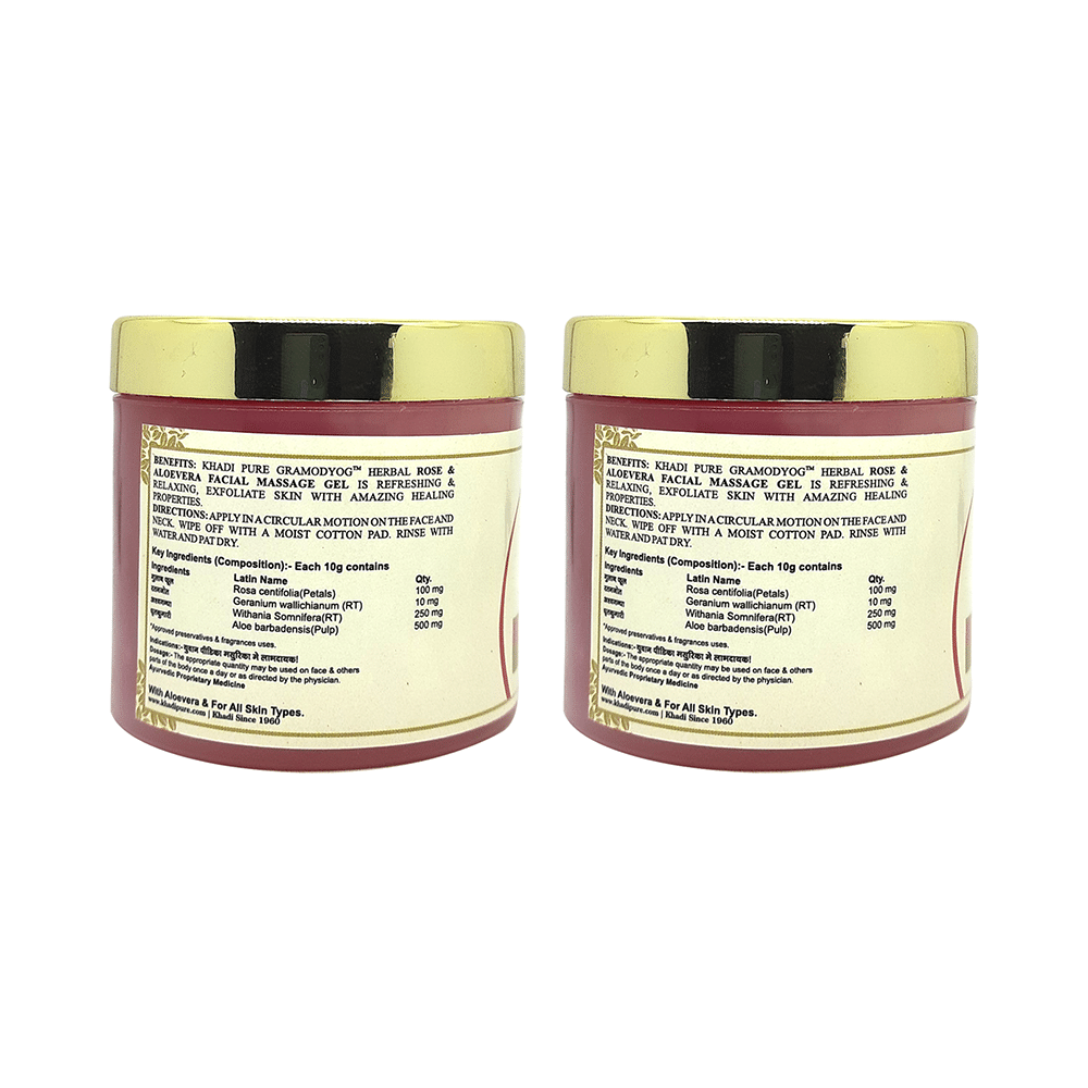 Khadi Pure Herbal Rose & Aloevera Facial Massage Gel (100gm Each) - Image 2