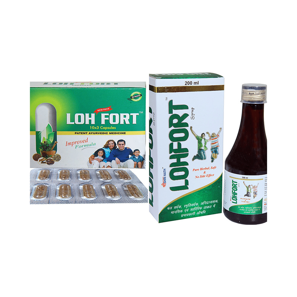 Shri Nath Multivitamin Kit (Lohfort Syrup 200ml and Loh Fort 30 Capsule) with Aloevera 10gm Gel Free - Image 2