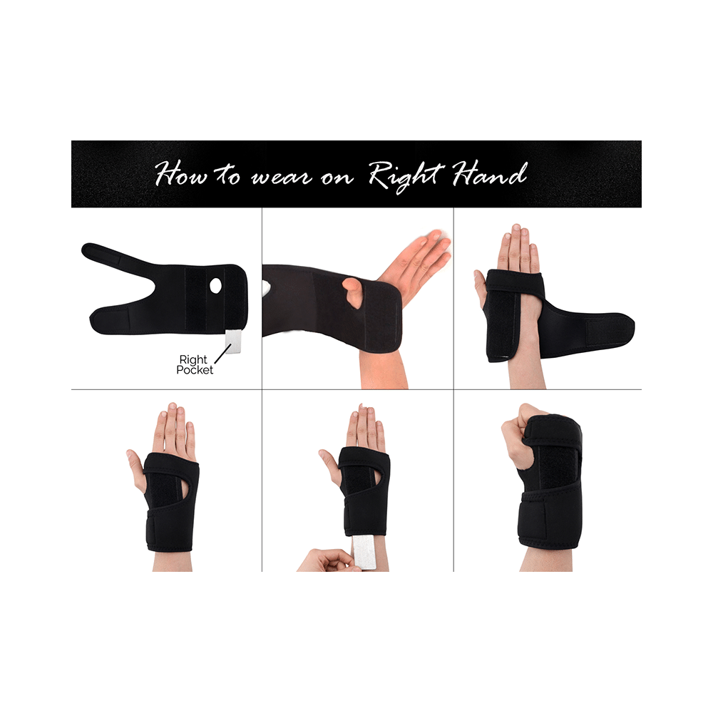HealthAndYoga GuardNHeal Wrist Brace with Thumb Black - Image 7