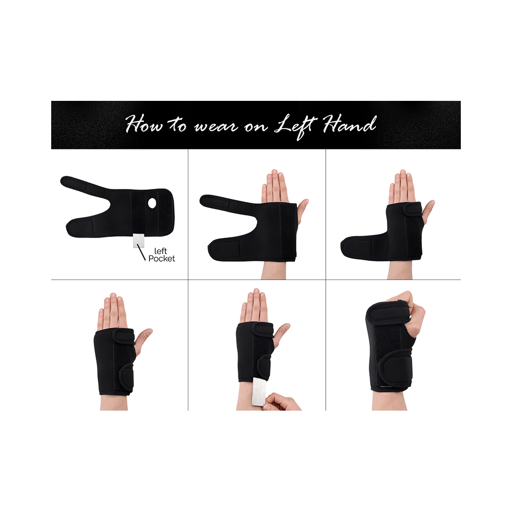 HealthAndYoga GuardNHeal Wrist Brace with Thumb Black - Image 6
