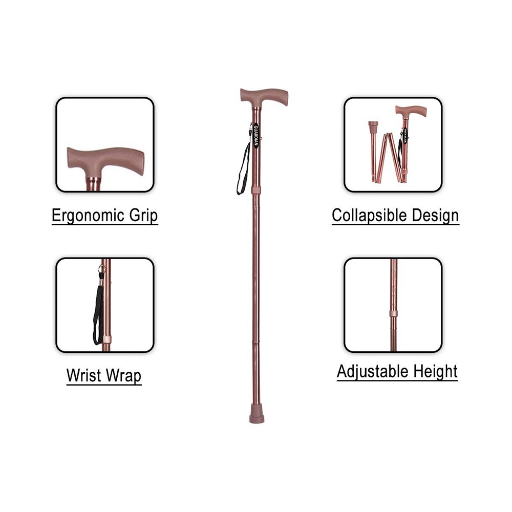 Guardian Foldable Walking Stick Bronze Aluminium - Image 4