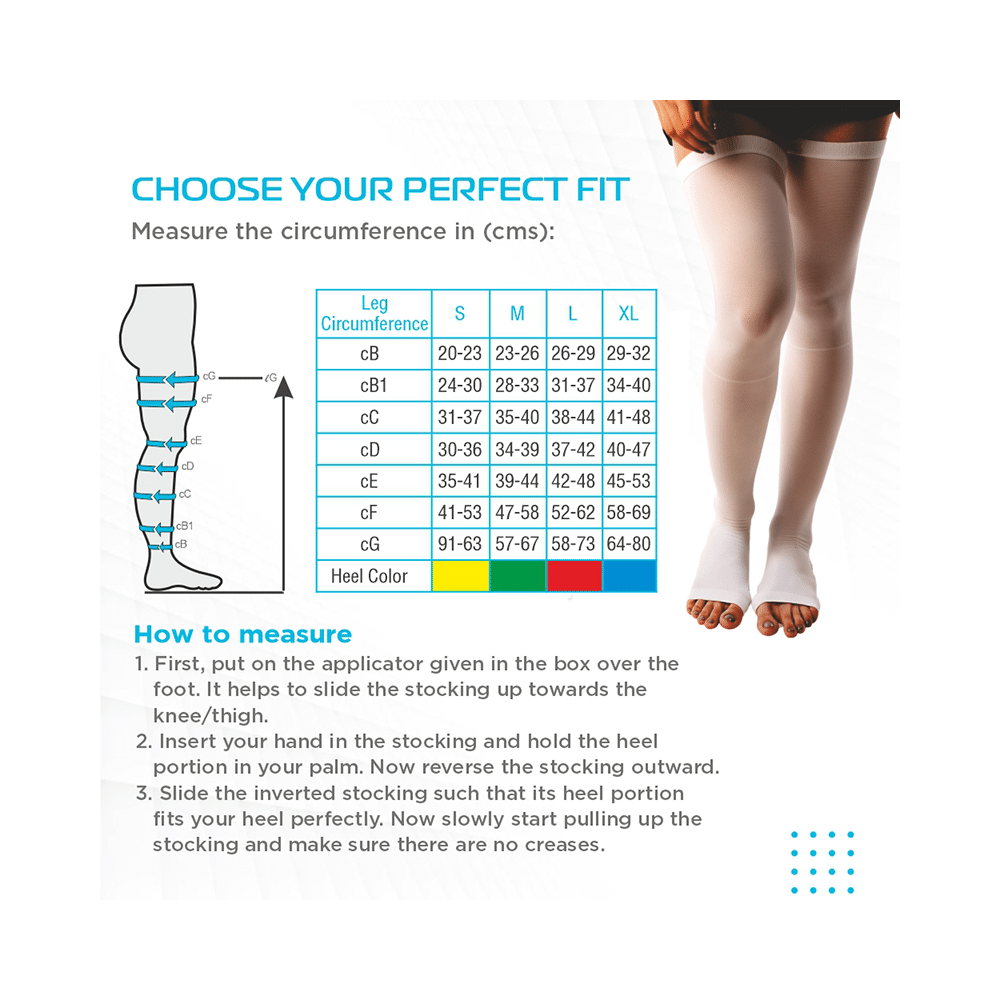 Vissco Anti-Embolism Stockings -Thigh Length-Open Toe to Improve Blood Circulation Small White - Image 2