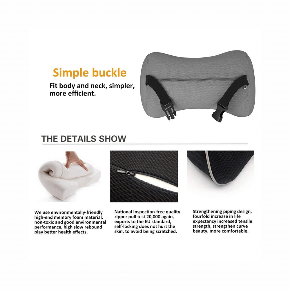 Grin Health Memory Foam Car Neck Pillow Grey - Image 2