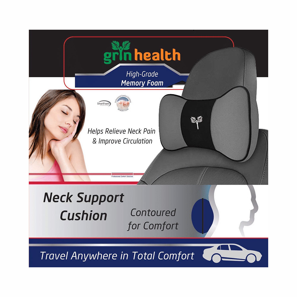 Grin Health Memory Foam Car Neck Pillow Grey - Image 3
