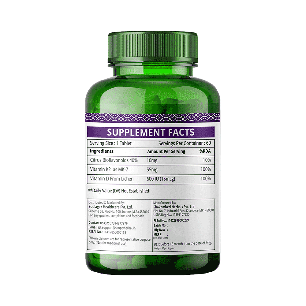 Simply Herbal Plant Based Vitamin D-K2 Tablet - Image 3