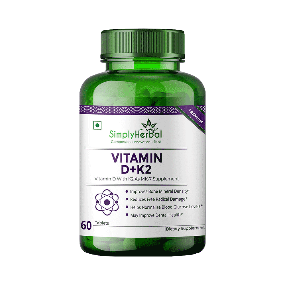 Simply Herbal Plant Based Vitamin D-K2 Tablet - Image 1