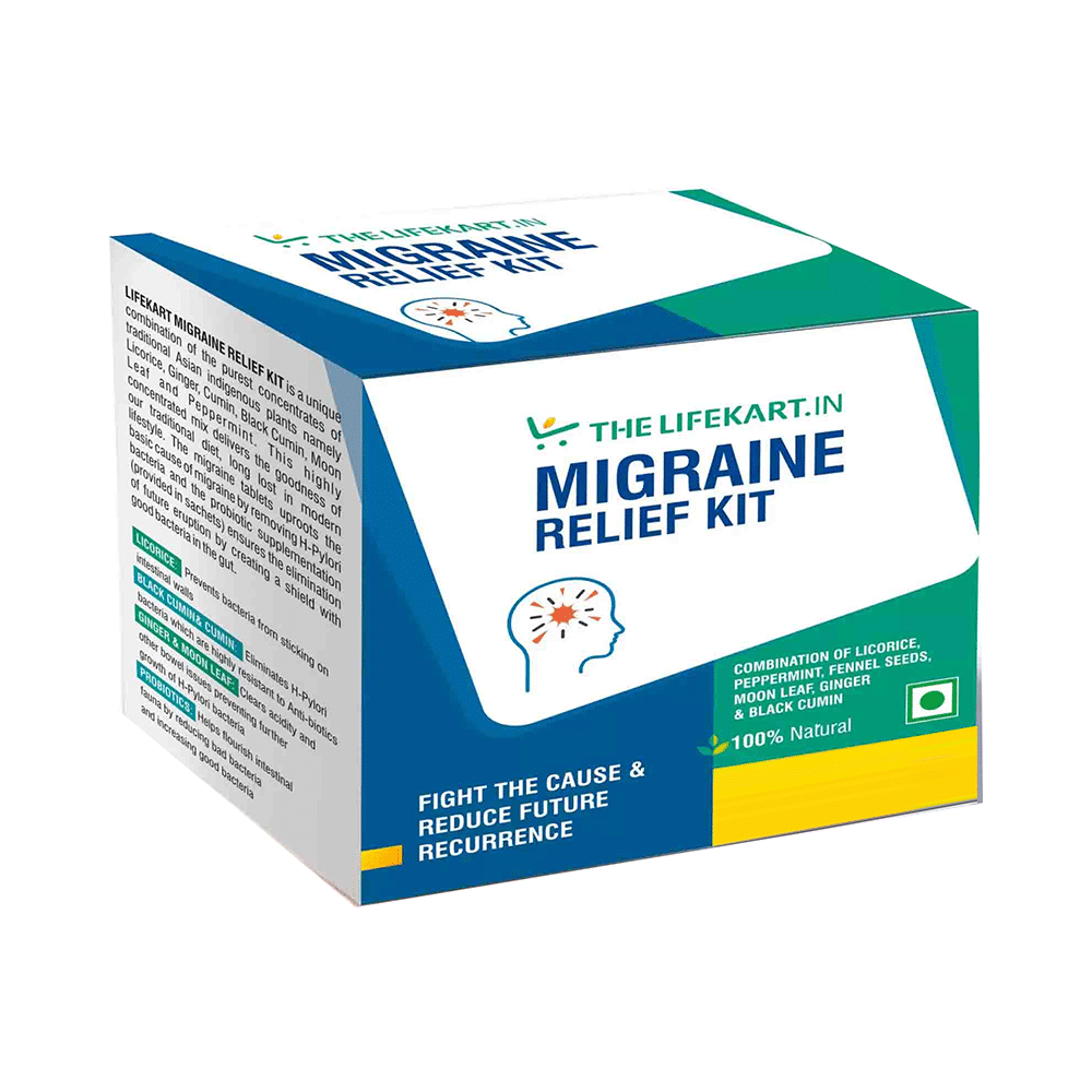 The Lifekart.In Migraine Relief 20 Days Kit (60 Chewable Tablet & 20 Probiotic Sachet)
