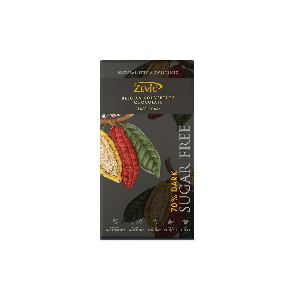 Zevic 70% Dark Chocolate | Diabetic Friendly | Flavour Belgian Cocoa - Image 1