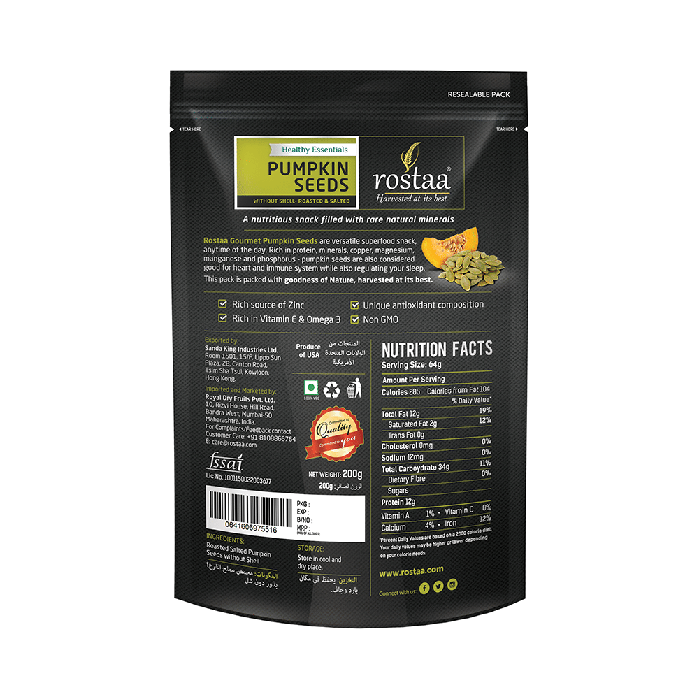 Rostaa Pumpkin Roasted & Salted Seeds without Shell - Image 2