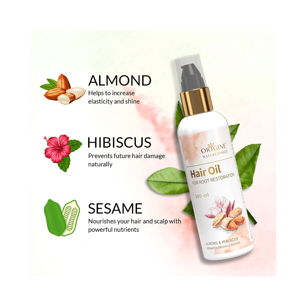 Origine Naturespired Hair Oil Almond & Hibiscus for Root Restoration - Image 3