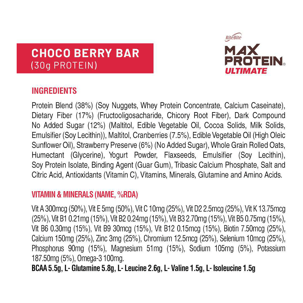 RiteBite Max Protein Ultimate Bar | Flavour Choco Berry - Image 5