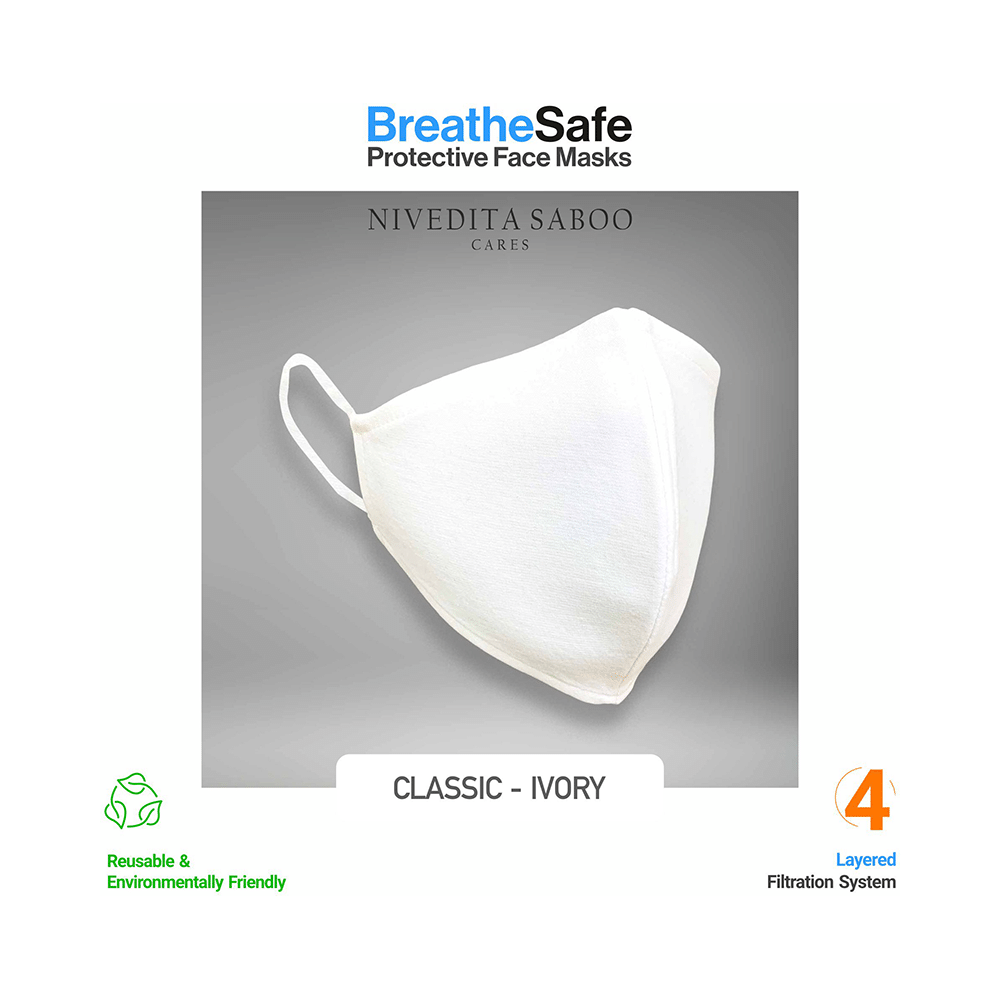 Nivedita Saboo Cares Medium Classic-Ivory BreathSafe Protective Reusable Face Mask - Image 3