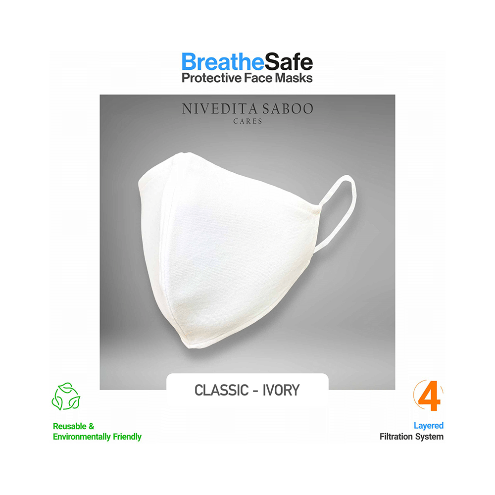 Nivedita Saboo Cares Medium Classic-Ivory BreathSafe Protective Reusable Face Mask - Image 2
