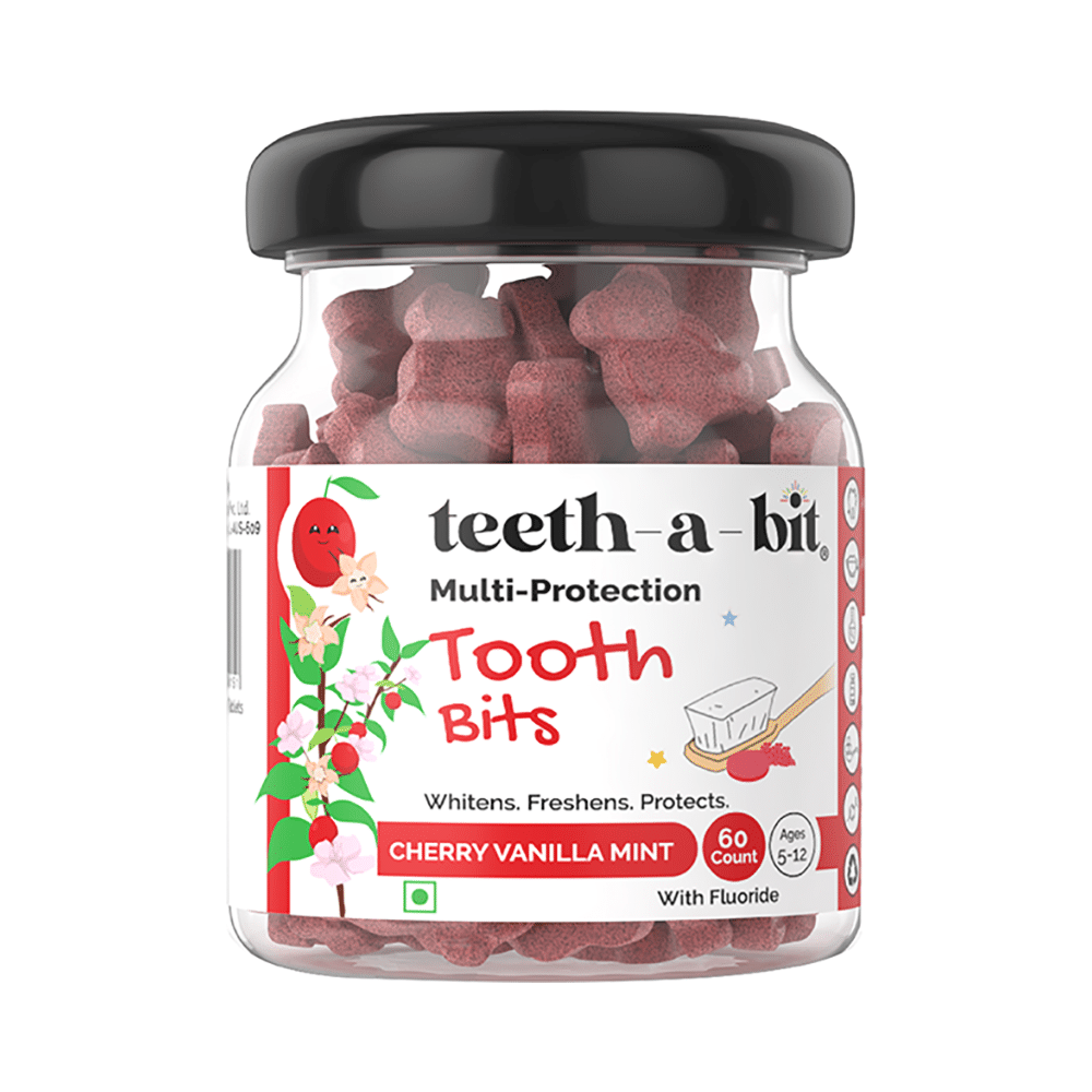 Teeth-A-Bit Multi-Protection Tooth Bits with Fluoride (Ages 5 to 12 Yrs) Cherry Vanilla Mint - Image 1