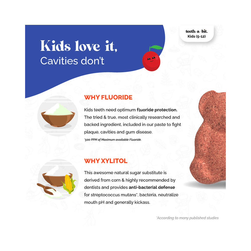 Teeth-A-Bit Multi-Protection Tooth Bits with Fluoride (Ages 5 to 12 Yrs) Cherry Vanilla Mint - Image 6