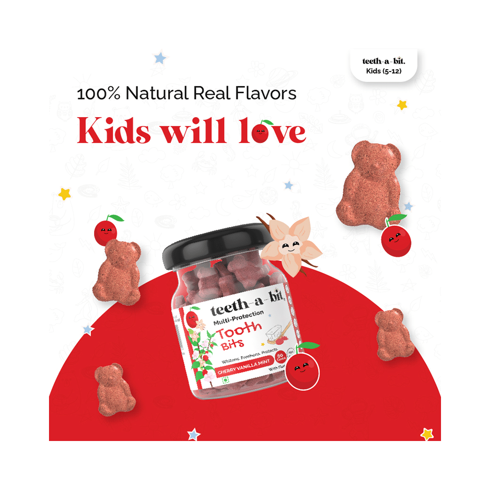 Teeth-A-Bit Multi-Protection Tooth Bits with Fluoride (Ages 5 to 12 Yrs) Cherry Vanilla Mint - Image 7