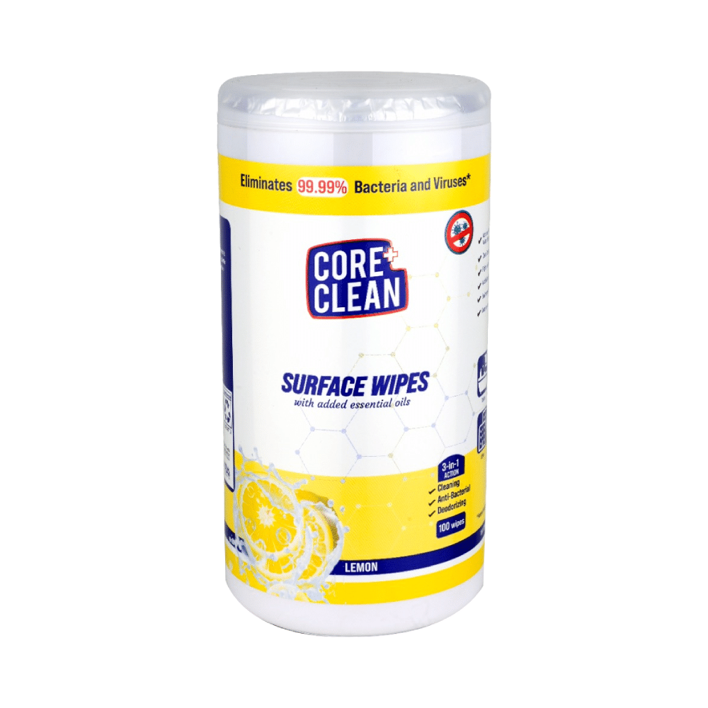 Core Clean Surface Wipes (100 Each) Lemon - Image 1