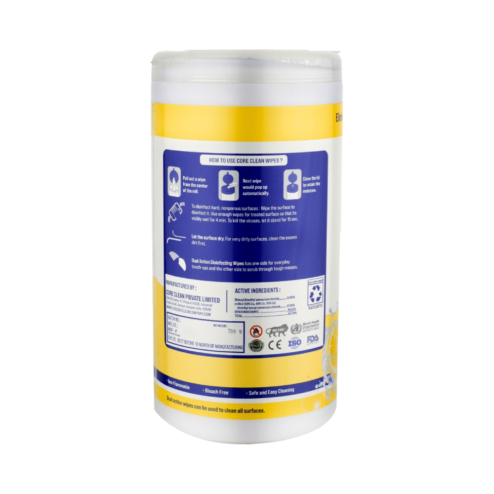 Core Clean Surface Wipes (100 Each) Lemon - Image 2