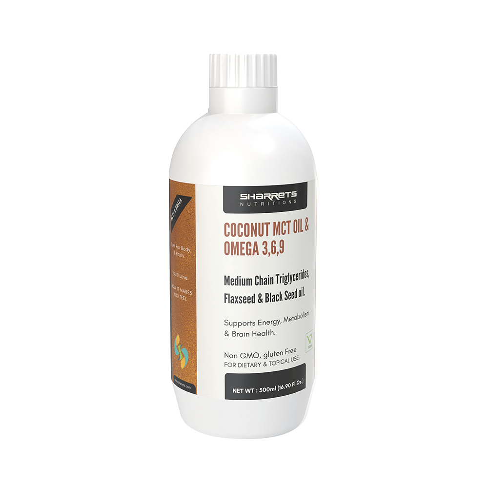 Sharrets Nutritions Coconut MCT Oil & Omega 3,6,9 Syrup Vegan Unflavored - Image 4