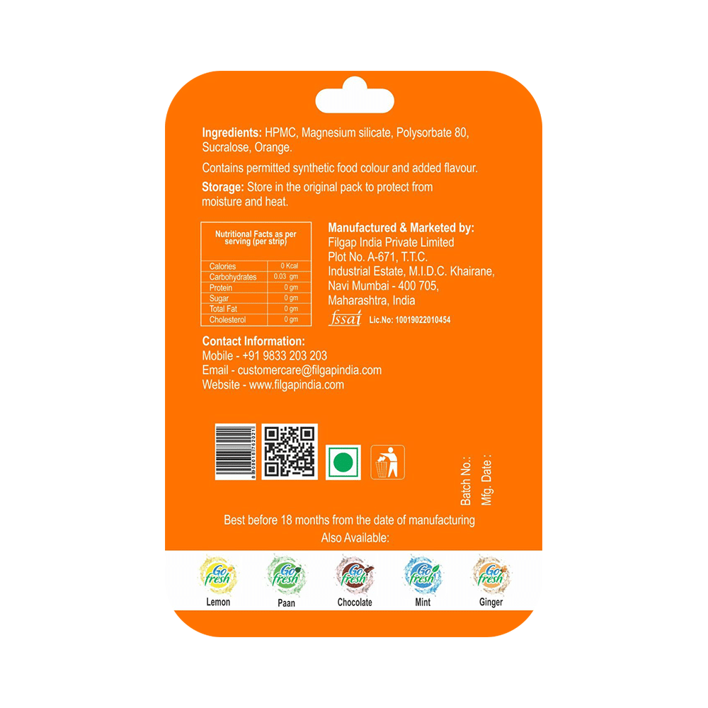Filgap Go Fresh Mouth Dissolving Strip Orange - Image 2