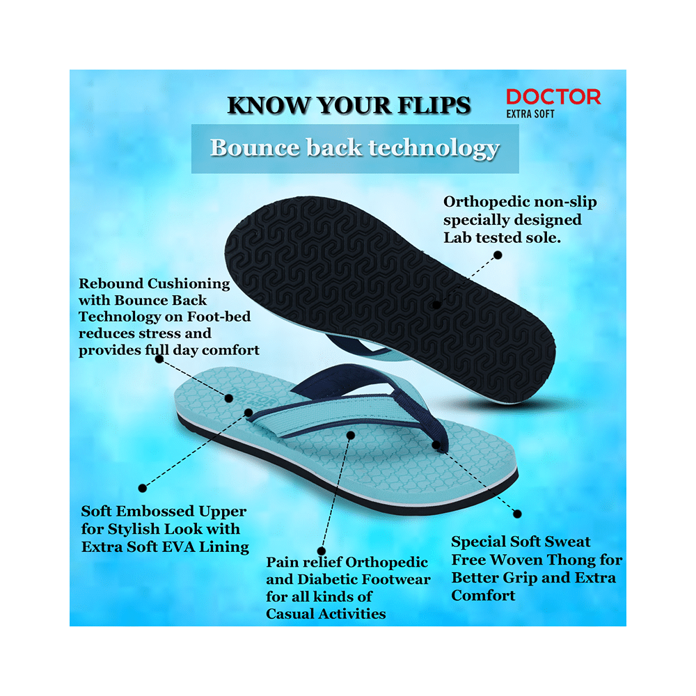 Doctor Extra Soft D 3 Women's Slippers with Bounce Back Technology Orthopaedic and Diabetic MCR Anti-skid Cushion Comfort Green Navy 8 - Image 11