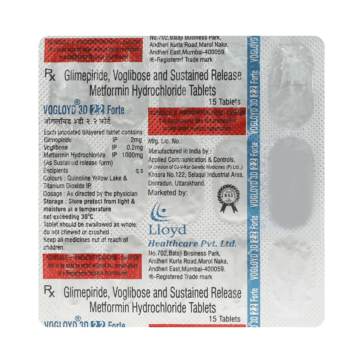 Vogloyd 3D 2.2 Forte 2mg/1000mg/0.2mg Tablet SR - Image 3