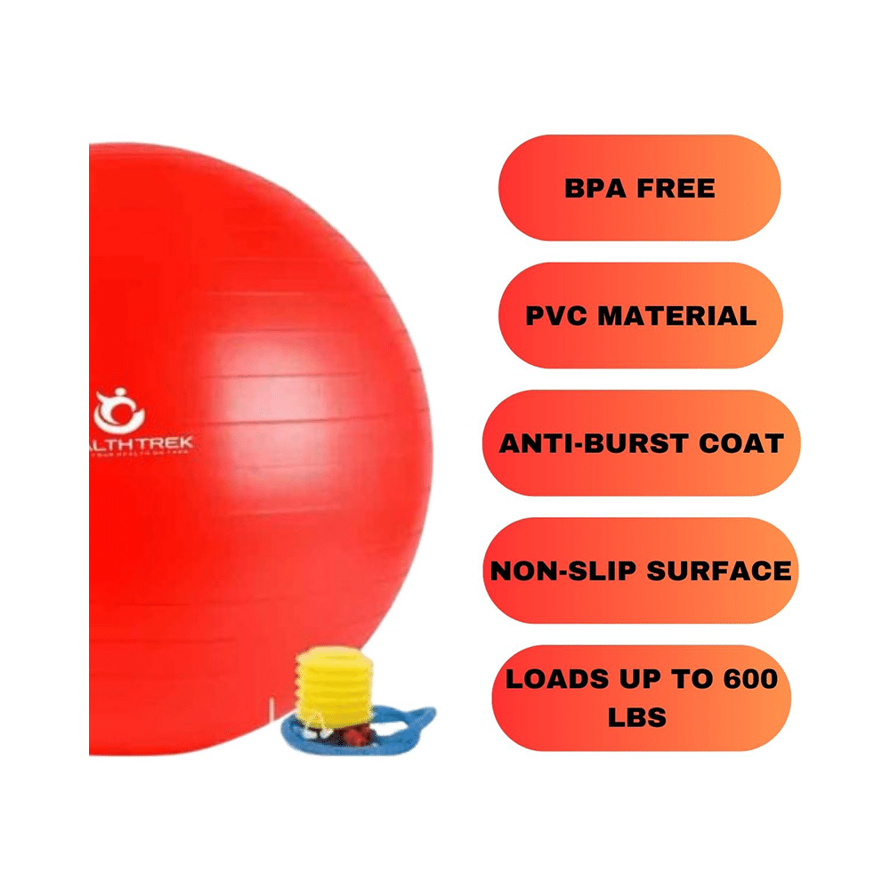 Healthtrek Anti Burst Gym/Yoga/Exercise/Swiss Ball 55cm Red - Image 4