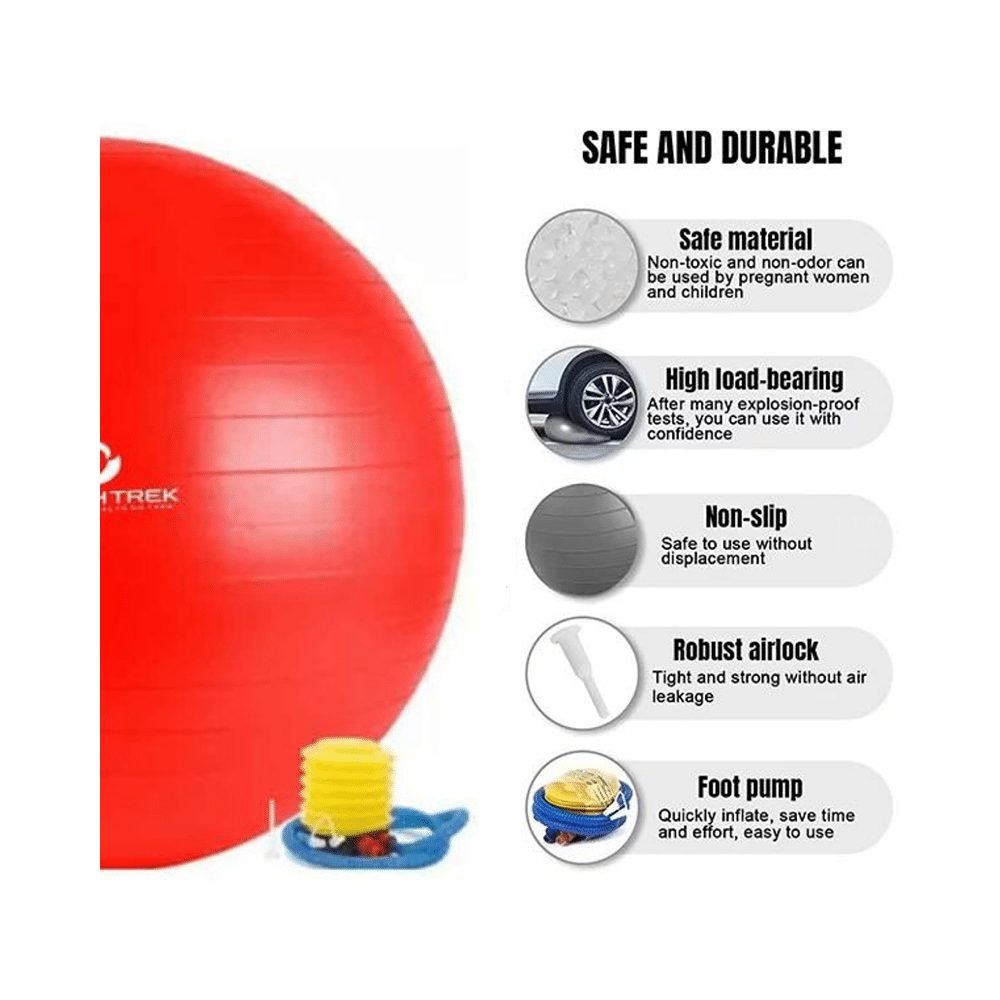 Healthtrek Anti Burst Gym/Yoga/Exercise/Swiss Ball 55cm Red - Image 2