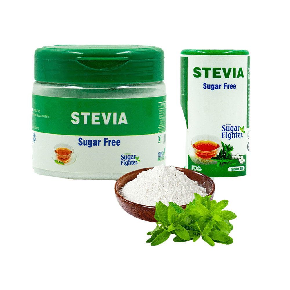 Sugar Fighter Combo Pack of Stevia Sugar Free Powder 100gm and Stevia Sugar Free 200 Tablet - Image 1