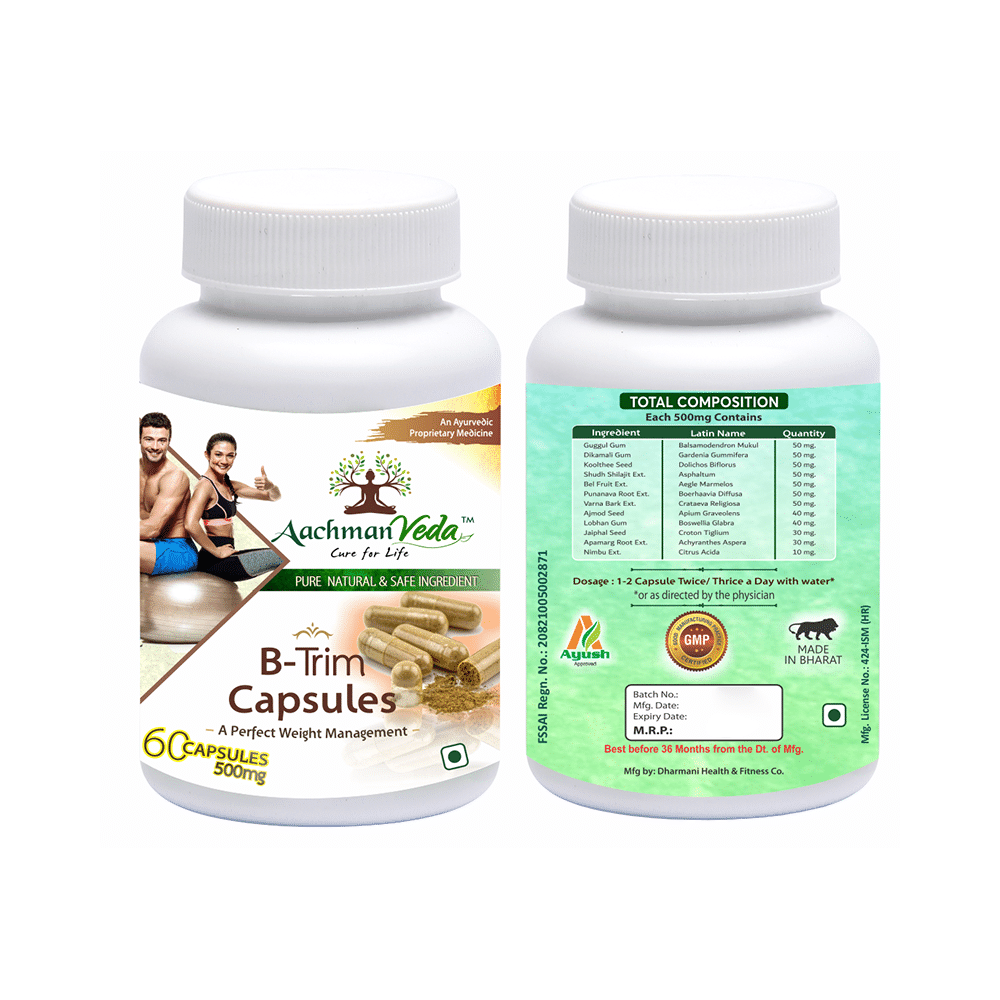 Aachman Veda B-Trim Capsule with Aachman Veda Curcumin Drop 30ml Free - Image 2