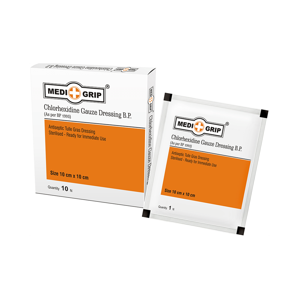 Medigrip Chlorhexidine Gauze Dressing B.P. 10cm x 10cm - Image 1