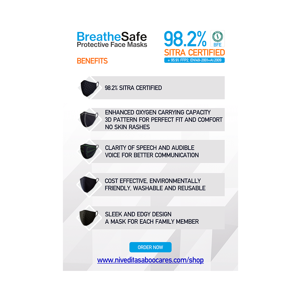 Nivedita Saboo Cares Large Classic-Ivory BreathSafe Protective Reusable Face Mask - Image 4