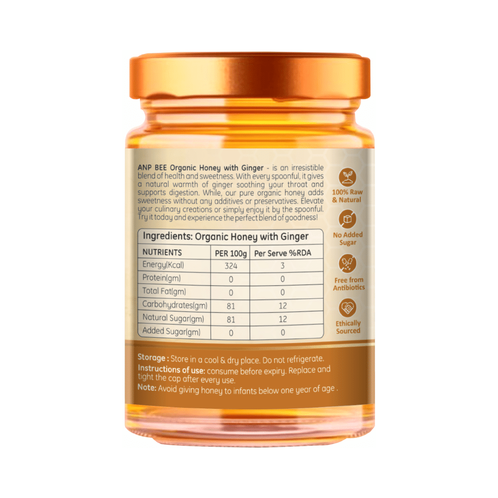 Anp Bee Organic Honey with Ginger (250gm Each) Raw Unfiltered - Image 2