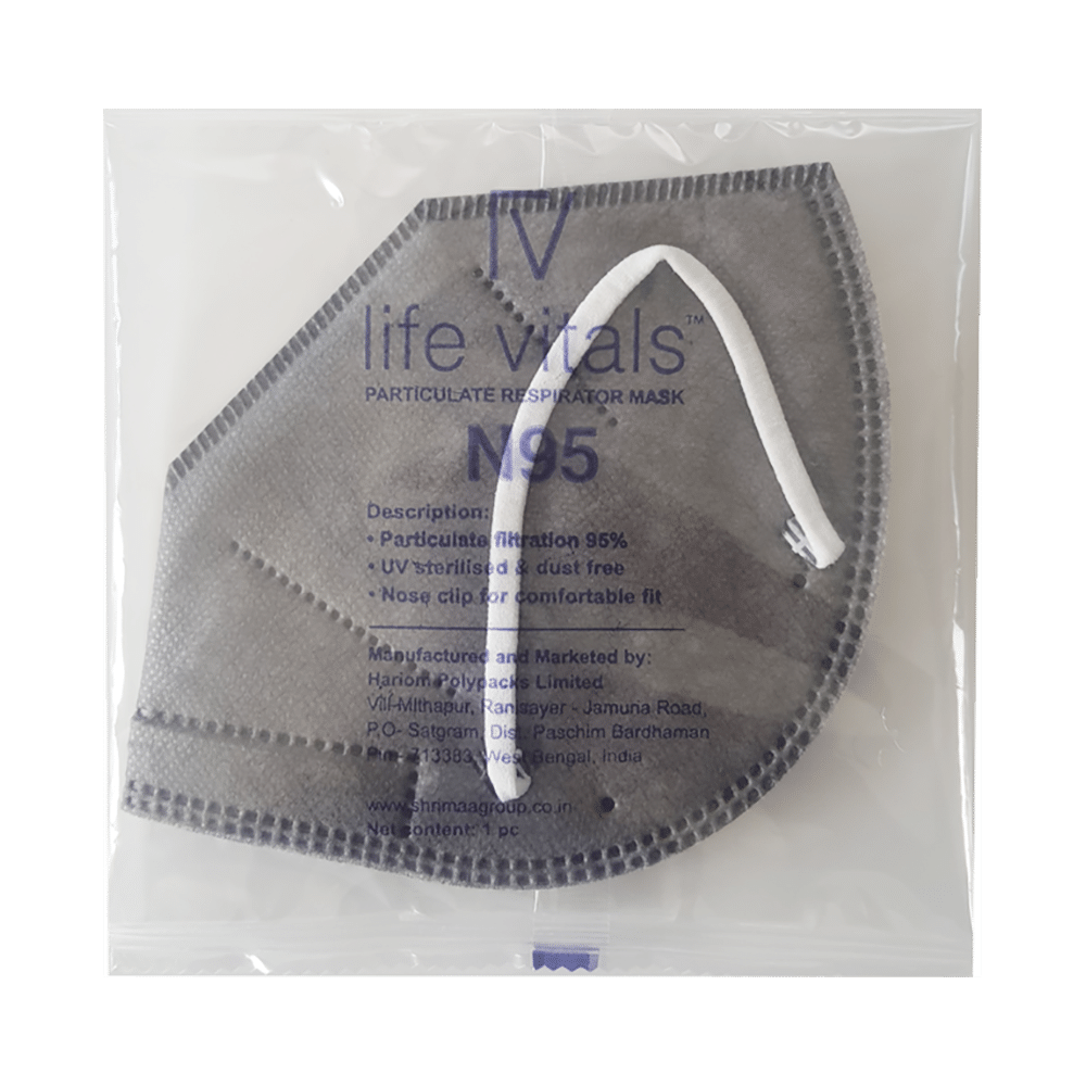 Life Vitals N95 Earloop Particulate Respirator Mask Free Size Grey - Image 4