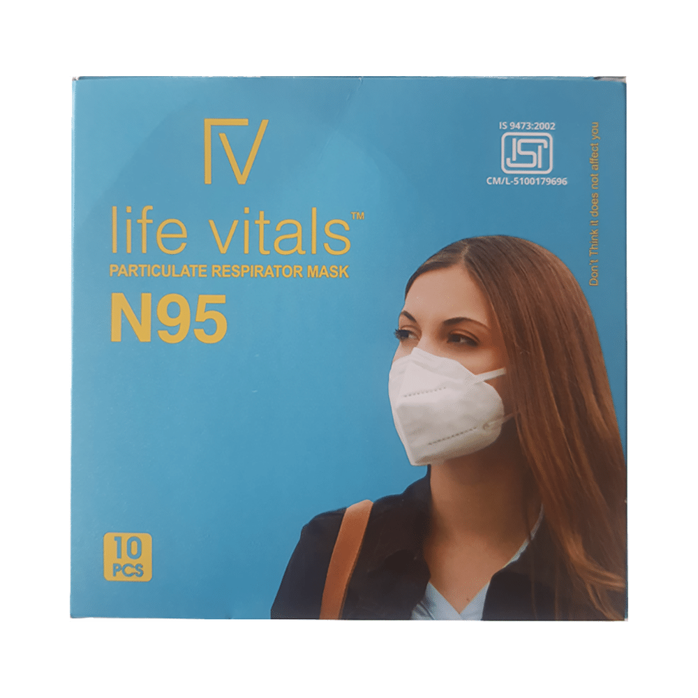 Life Vitals N95 Earloop Particulate Respirator Mask Free Size Grey - Image 1