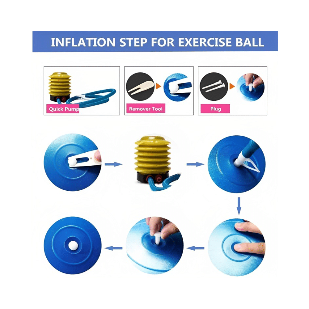 Healthtrek Anti Burst Gym/Yoga/Exercise/Swiss Ball 55cm Blue - Image 8