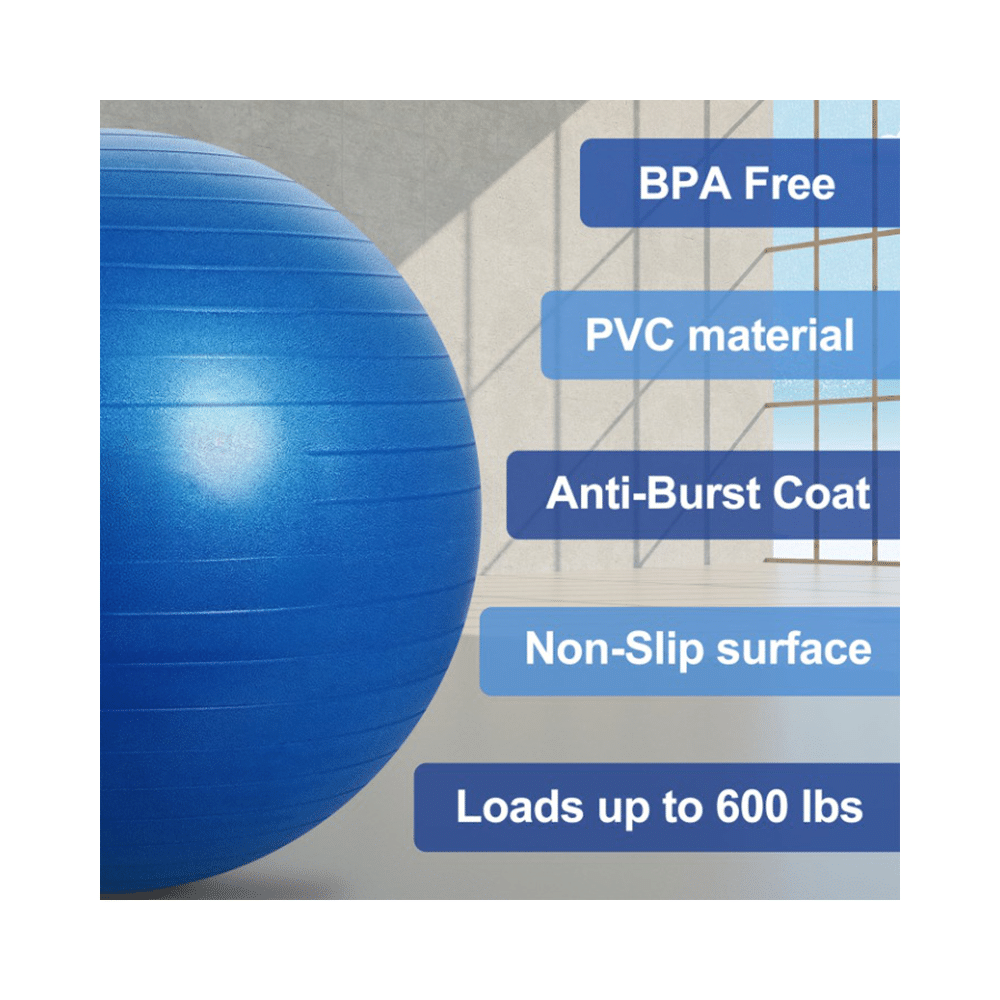 Healthtrek Anti Burst Gym/Yoga/Exercise/Swiss Ball 55cm Blue - Image 2